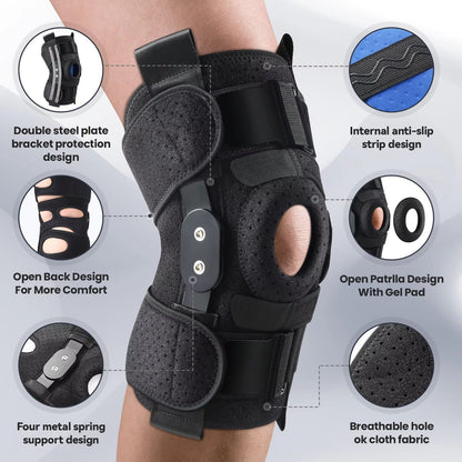 Hinged Knee Brace With Patella Gel Pads  Adjustable Support For Meniscus ACL  MCL Injury Recovery 1