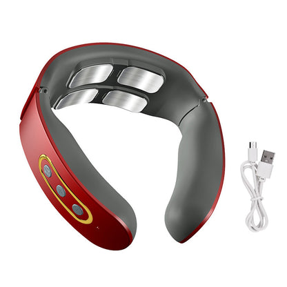 Adjustable Heat Cervical Vertebra Massager, Smart Electric Neck and Shoulder Pulse Device, Relax Pain Relief Kneading