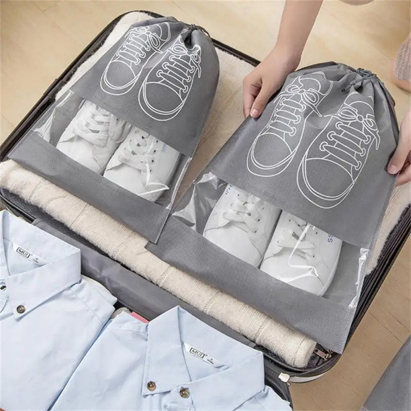 Portable Shoe Storage Bag, Waterproof Hanging Closet Organizer, Classified Draw Bag, Multi Pocket Clothing Organizer