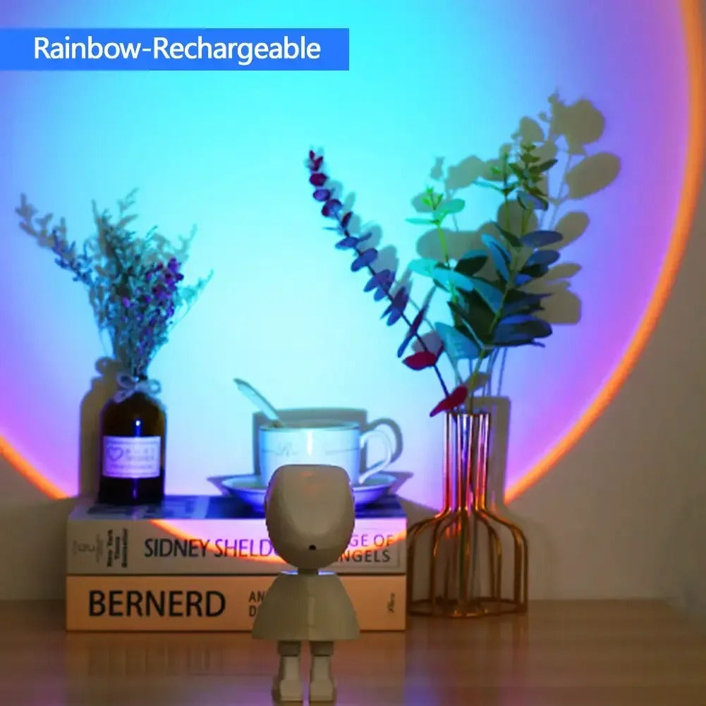 Robot Lamp Rainbow Projection Sun Light Infinite Dimming Table Night Light For Bedroom 8
