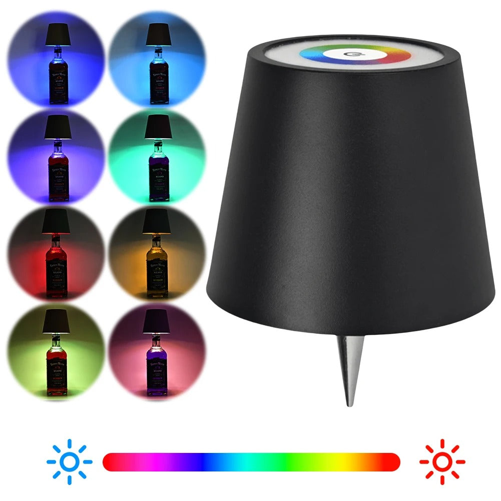 Wireless Table Lamp for Wine Bottles, LED Bottle Light with Touch Control, Ideal for Outdoor, Restaurants, Bars