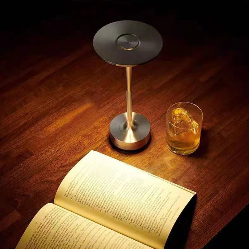 Rechargeable Vintage Desk Lamp, Touch Dimming LED, USB Portable Charging, Atmosphere Night Light for Coffee Shop, Bar