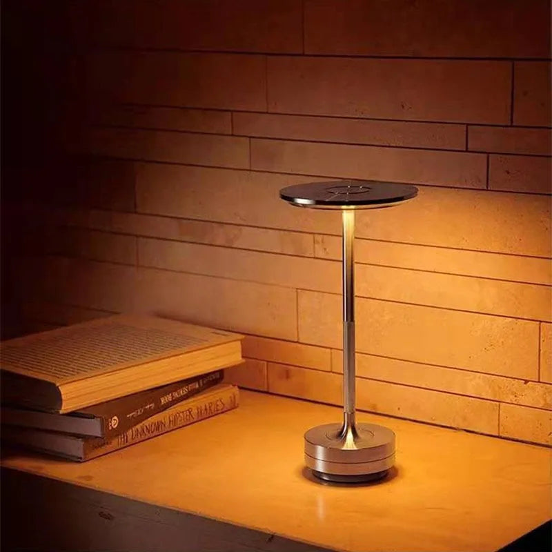 Rechargeable Vintage Desk Lamp, Touch Dimming LED, USB Portable Charging, Atmosphere Night Light for Coffee Shop, Bar