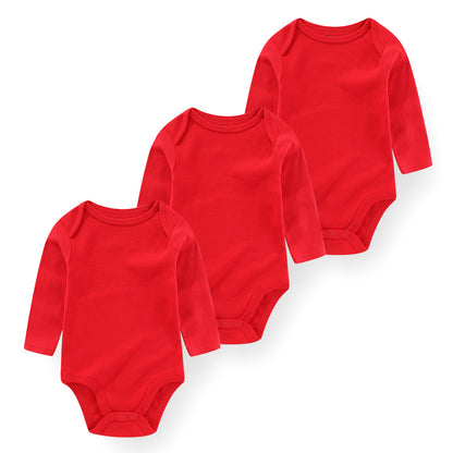 3 Pcs Newborn Bodysuit Set, 100% Cotton Soft Infant Onesies, Cartoon Long Sleeve Baby Boy Girl Clothes