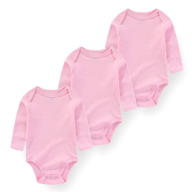 3 Pcs Newborn Bodysuit Set, 100% Cotton Soft Infant Onesies, Cartoon Long Sleeve Baby Boy Girl Clothes