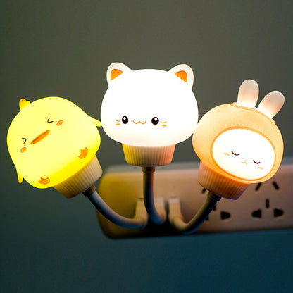 Cute Cartoon Night Light, USB LED Bedside Lamp, Bear Chick Kitten for Kids Bedroom Decor