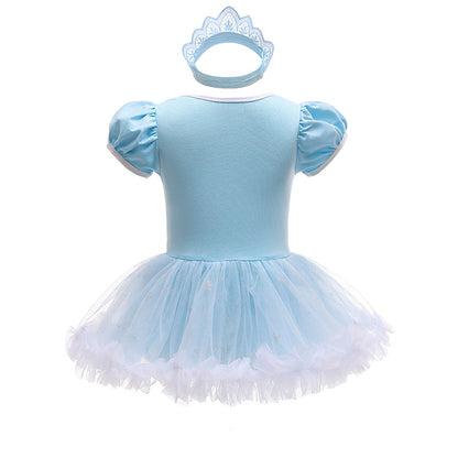 Baby Princess Outfit Infant Tutu Dress Snow Queen Romper Birthday Costume 3