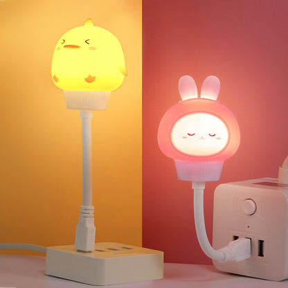 Cartoon Night Light, USB LED Bedside Lamp, Bear Chick Kitten for Kids Bedroom Decor