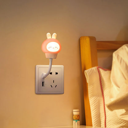 Cartoon Night Light, USB LED Bedside Lamp, Bear Chick Kitten for Kids Bedroom Decor