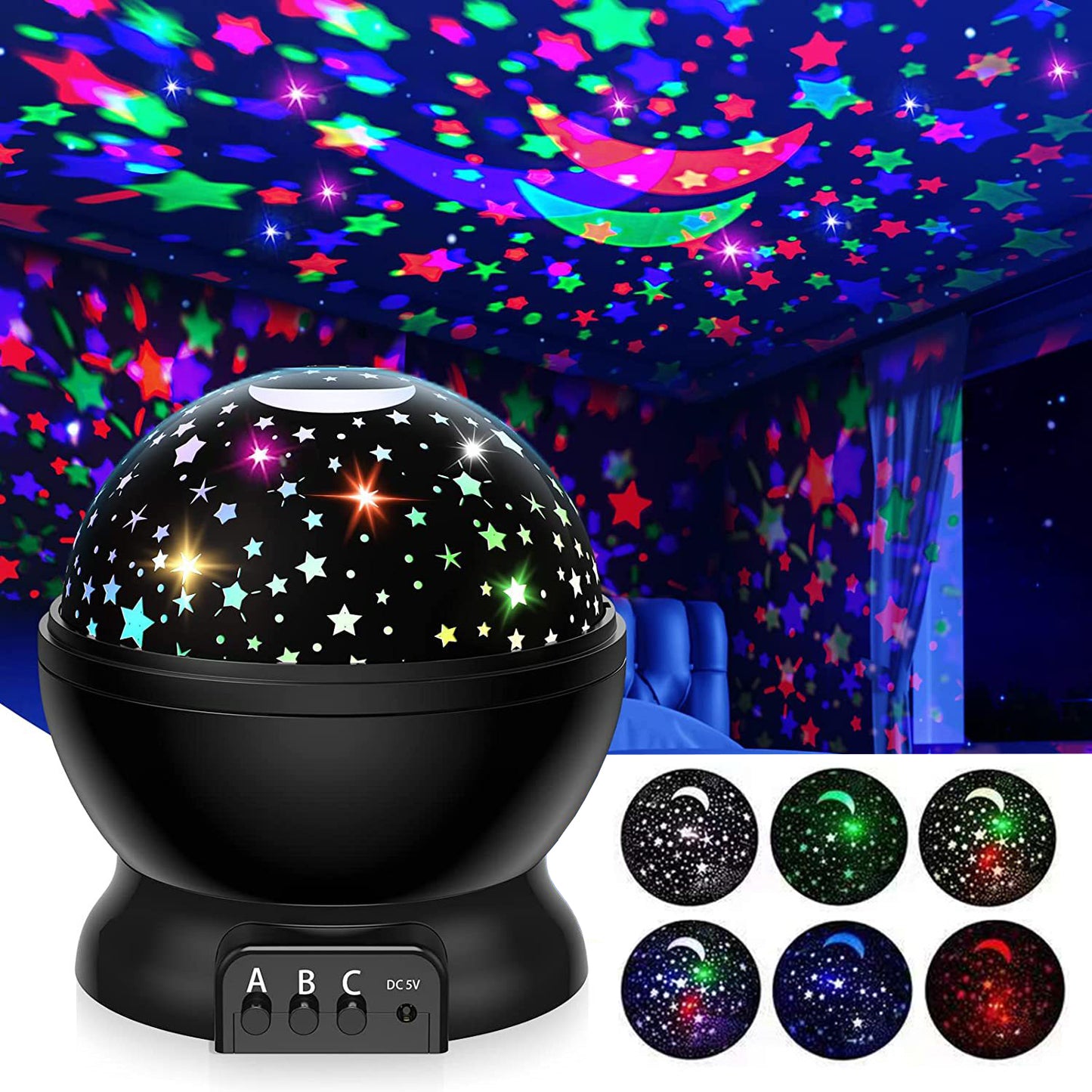 Night Light Projector Rotating Starry Sky Moon Lamp For Nursery Baby Night Light Home Decor 1