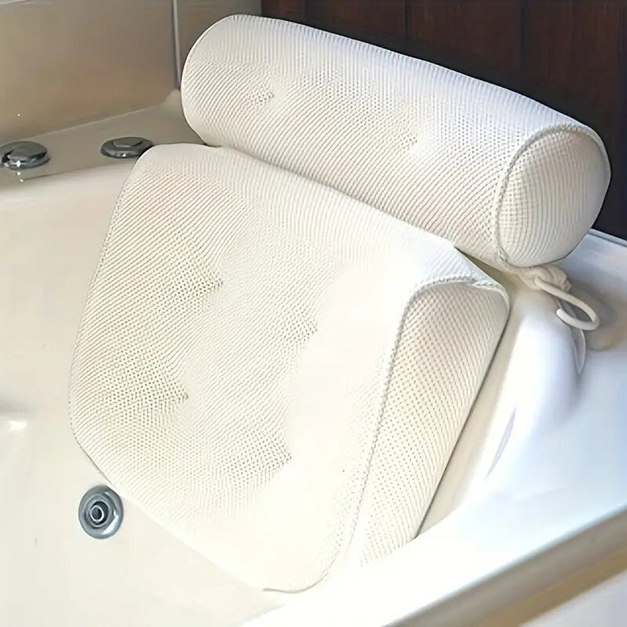 Bathtub Pillow for Neck and Back Support, Anti Slip Spa Cushion, Bathroom Spa Accessory