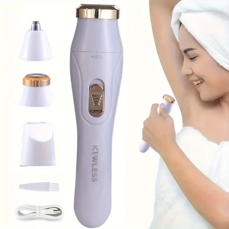 USB Rechargeable Nose Hair Trimmer, 3-in-1 Hair Removal Set, Underarm, Leg, Nose Hair Removal Device