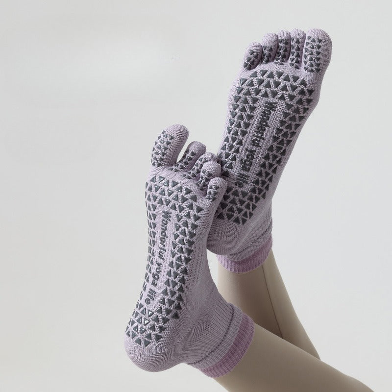 Professional Five Toes Yoga Socks Womens Breathable NonSlip Cotton Pilates  Workout Socks 3
