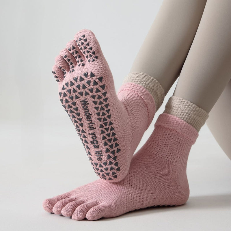 Professional Five Toes Yoga Socks Womens Breathable NonSlip Cotton Pilates  Workout Socks 4