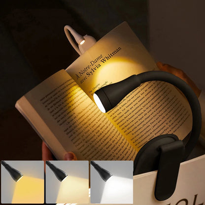 Rechargeable Book Light For Reading 3 Color Adjustable LED Eye Protection Clip On Lamp 360 Flip Des 5