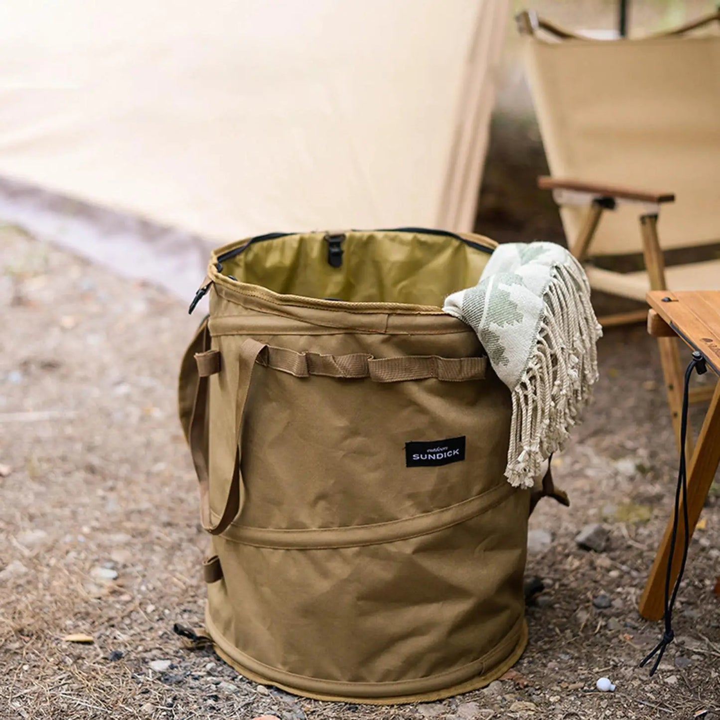 Collapsible Spring Bucket For Travel Oxford Cloth Trash Cans Folding Camping Clothes Sundry Storage 1