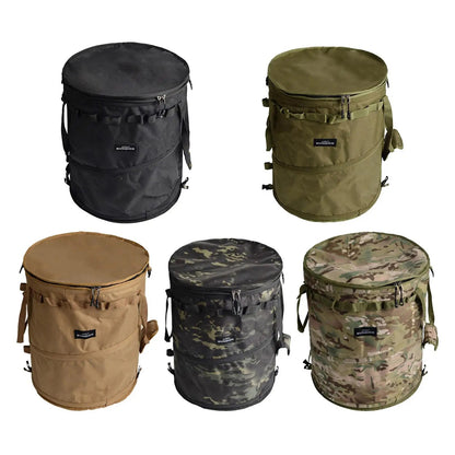 Collapsible Spring Bucket For Travel Oxford Cloth Trash Cans Folding Camping Clothes Sundry Storage 2