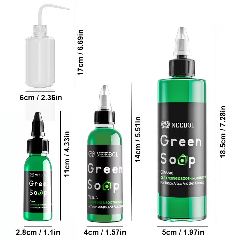 Tattoo Green Soap With Squeeze Bottle  Liquid Cleaning Solution For Aftercare 1