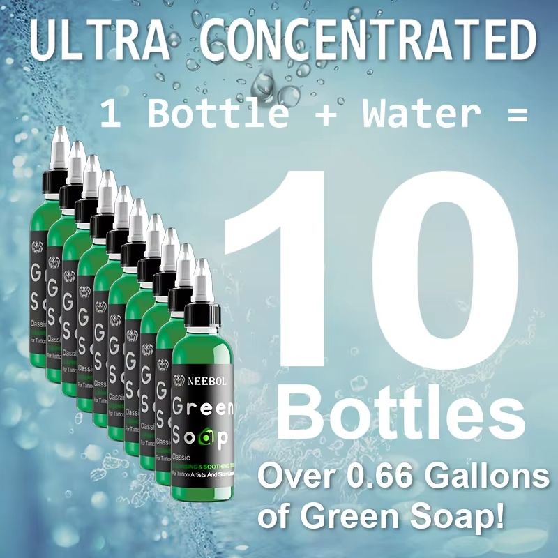 Tattoo Green Soap With Squeeze Bottle  Liquid Cleaning Solution For Aftercare 2