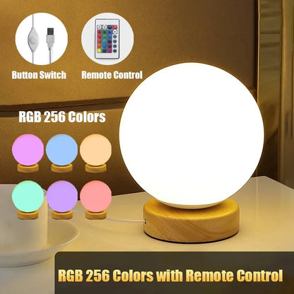 USB Rechargeable LED Table Lamp, Color Changing Night Light, for Bedroom, Office, and Living Room