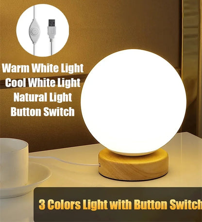 USB Rechargeable LED Table Lamp, Color Changing Night Light, for Bedroom, Office, and Living Room