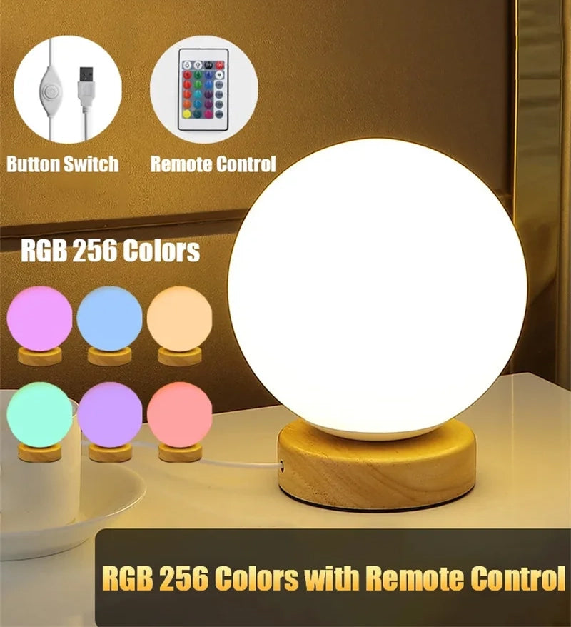 USB Rechargeable LED Table Lamp, Color Changing Night Light, for Bedroom, Office, and Living Room