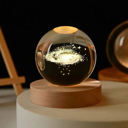 Astronomy Solar System Crystal Ball, LED Light Up Globe with Planets, Moon, and Astronaut for Home Desk Decor
