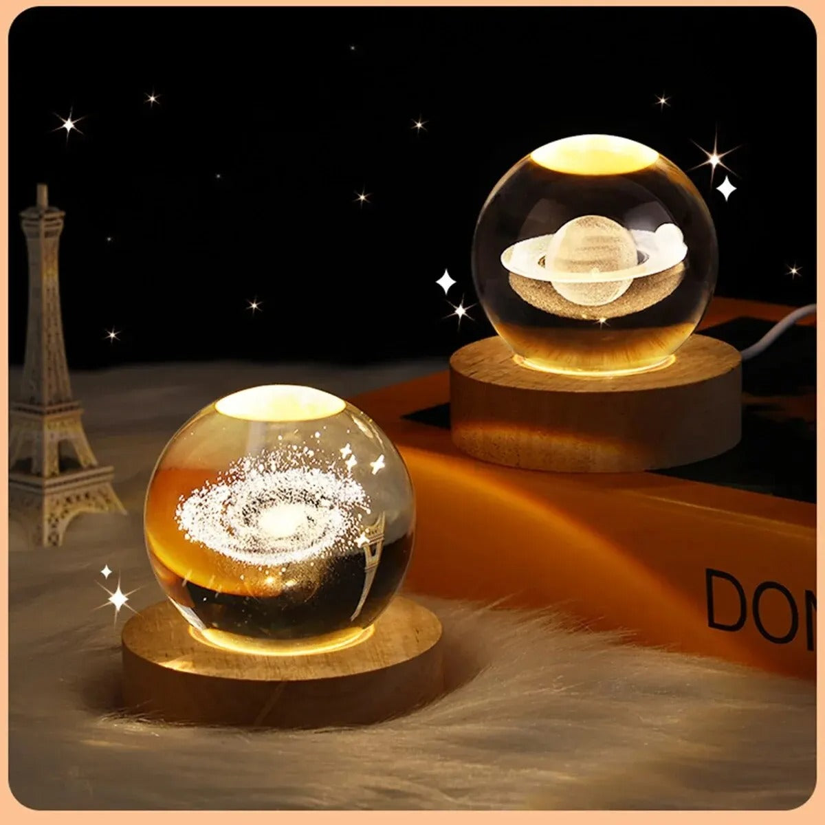 Astronomy Solar System Crystal Ball, LED Light Up Globe with Planets, Moon, and Astronaut for Home Desk Decor