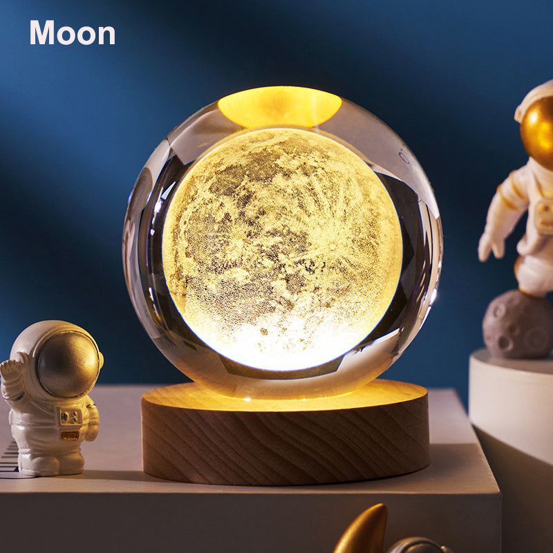 Astronomy Solar System Crystal Ball, LED Light Up Globe with Planets, Moon, and Astronaut for Home Desk Decor