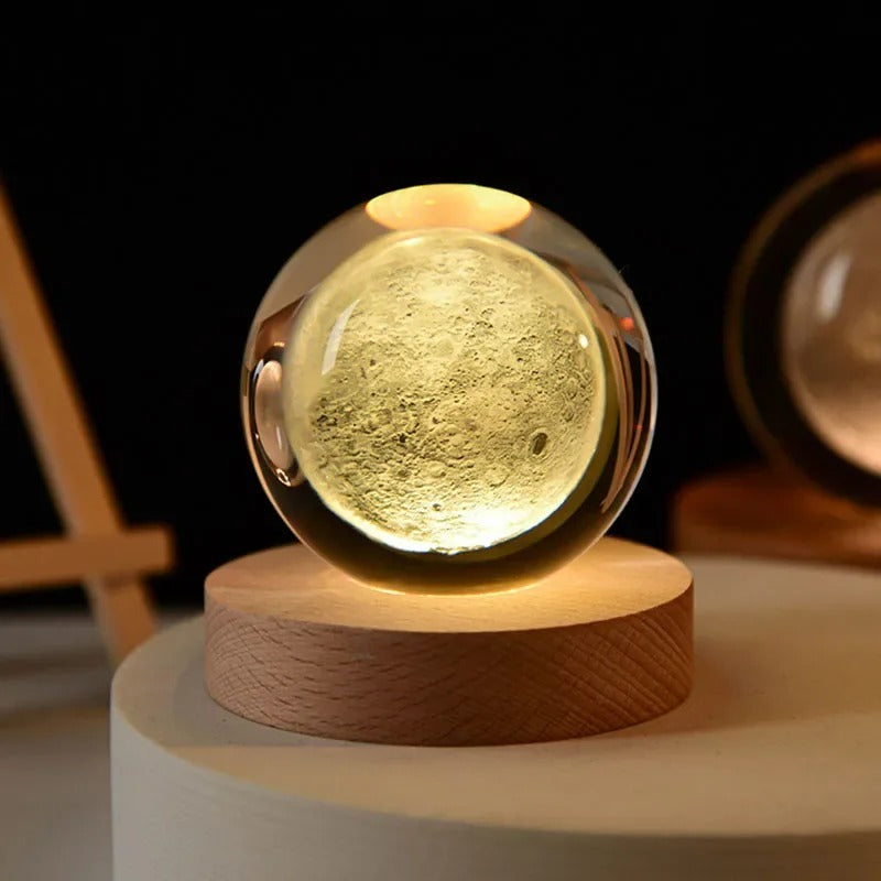 Astronomy Solar System Crystal Ball, LED Light Up Globe with Planets, Moon, and Astronaut for Home Desk Decor