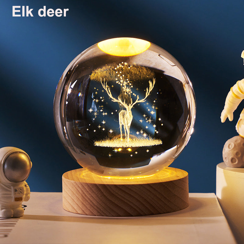 Astronomy Solar System Crystal Ball, LED Light Up Globe with Planets, Moon, and Astronaut for Home Desk Decor