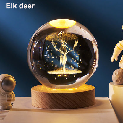 Astronomy Solar System Crystal Ball, LED Light Up Globe with Planets, Moon, and Astronaut for Home Desk Decor