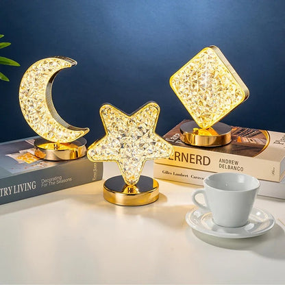 3D Moon Lamp, USB Bedside Table Light, Crystal Touch Dimming Night Light for Bedroom, Girls Room Aesthetics, Home Decor