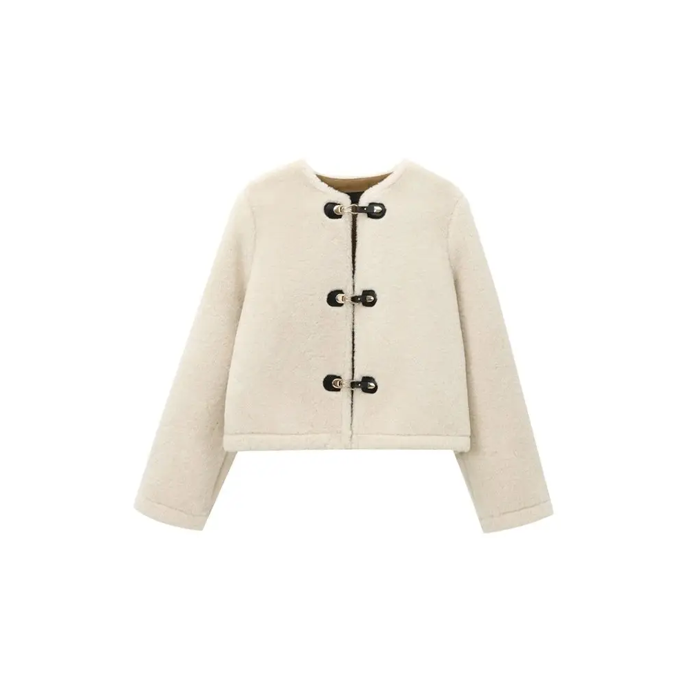 Autumn New Women's Faux Fur Jacket, Thick Fashion Coat, Warm Long Sleeve Outerwear with Front Toggle, Chic Tops