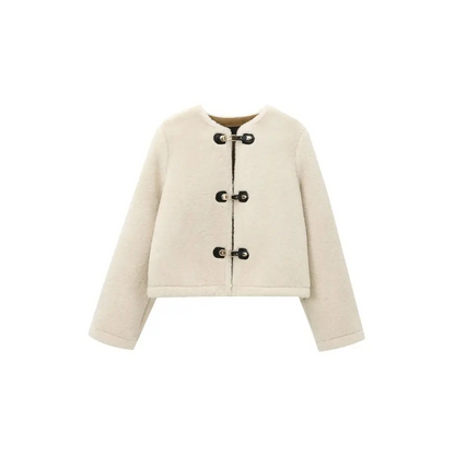 Autumn New Women's Faux Fur Jacket, Thick Fashion Coat, Warm Long Sleeve Outerwear with Front Toggle, Chic Tops