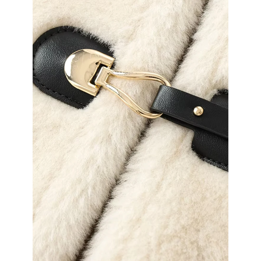 Autumn New Women's Faux Fur Jacket, Thick Fashion Coat, Warm Long Sleeve Outerwear with Front Toggle, Chic Tops