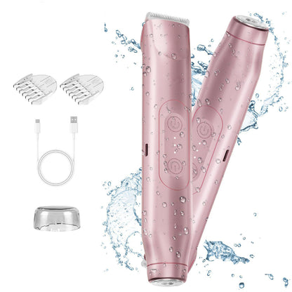 2-in-1 Electric Shaver, Women Body Hair Shaving, Dual Head Design, Private Hair, Armpit and Leg Hair Removal Device