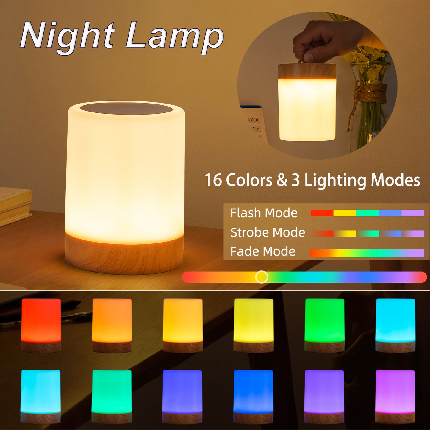 Smart Touch Bedside Table Lamp 16 RGB Colors USB Rechargeable Night Light Desk Lamp Bedroom Decorat 1