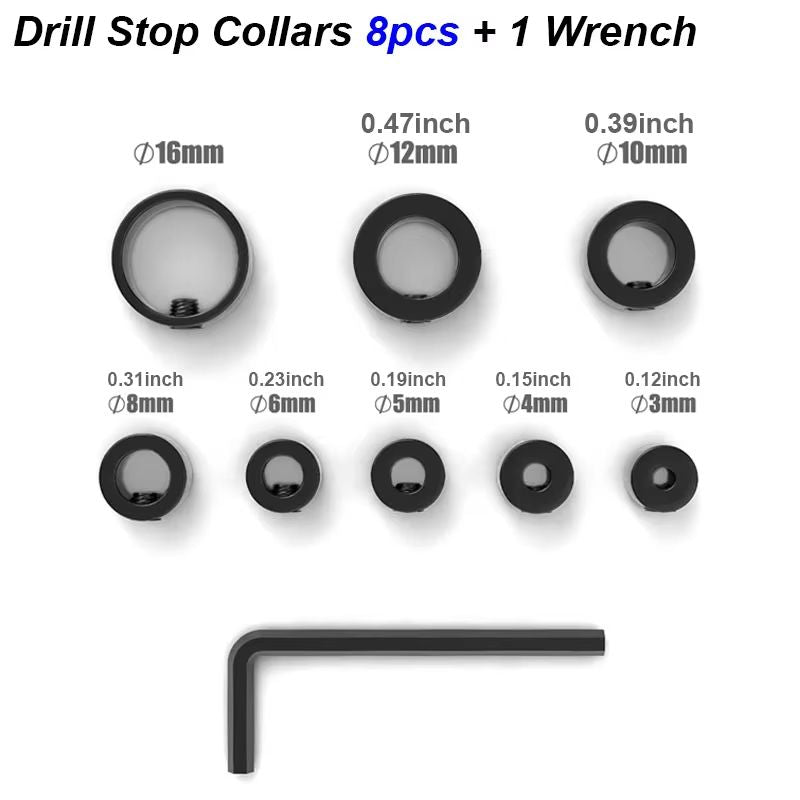 Adjustable Drill Stop Collar Set  Precision Depth Limit Ring For Woodwork 7