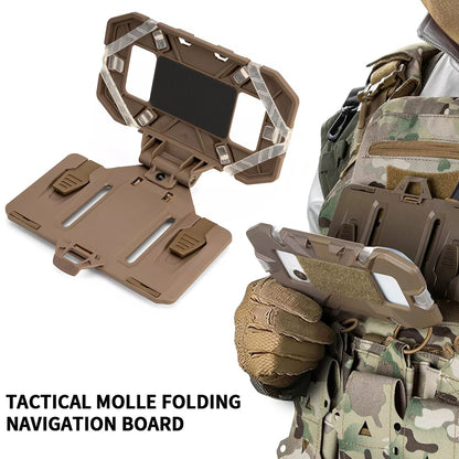 Folding Navigation Board, Tactical Phone Holder, Airsoft Hunting Vest Accessories, Cellphone Hold Gear for Outdoor Sport
