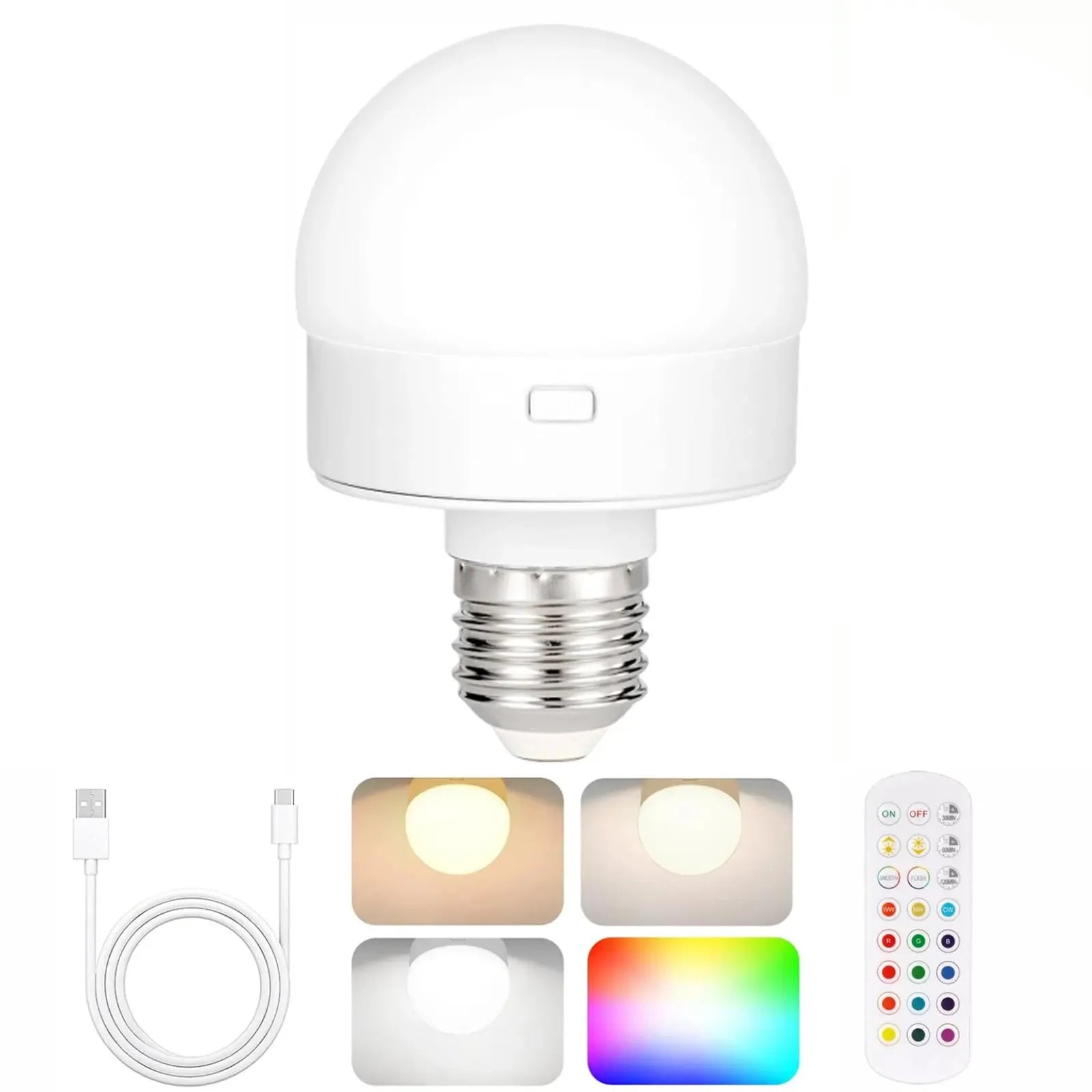 Rechargeable Light Bulbs, Battery Operated with Remote Control, Dimmable Lamp, Adjustable Color Temperatures