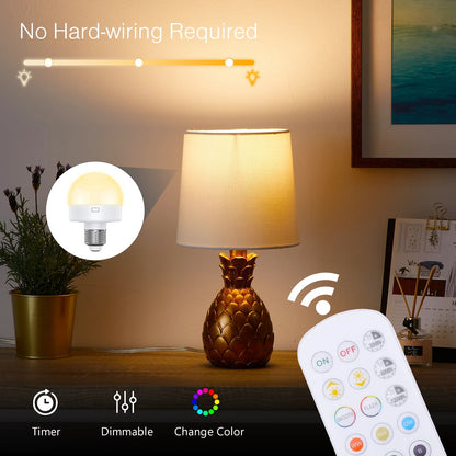 Rechargeable Light Bulbs, Battery Operated with Remote Control, Dimmable Lamp, Adjustable Color Temperatures