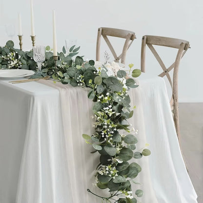 Artificial Eucalyptus Garland With White Flowers  Berries  Realistic Fake Plant Vine For Home  Even 2