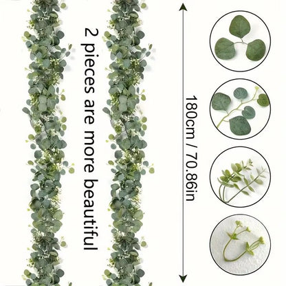 Artificial Eucalyptus Garland With White Flowers  Berries  Realistic Fake Plant Vine For Home  Even 3