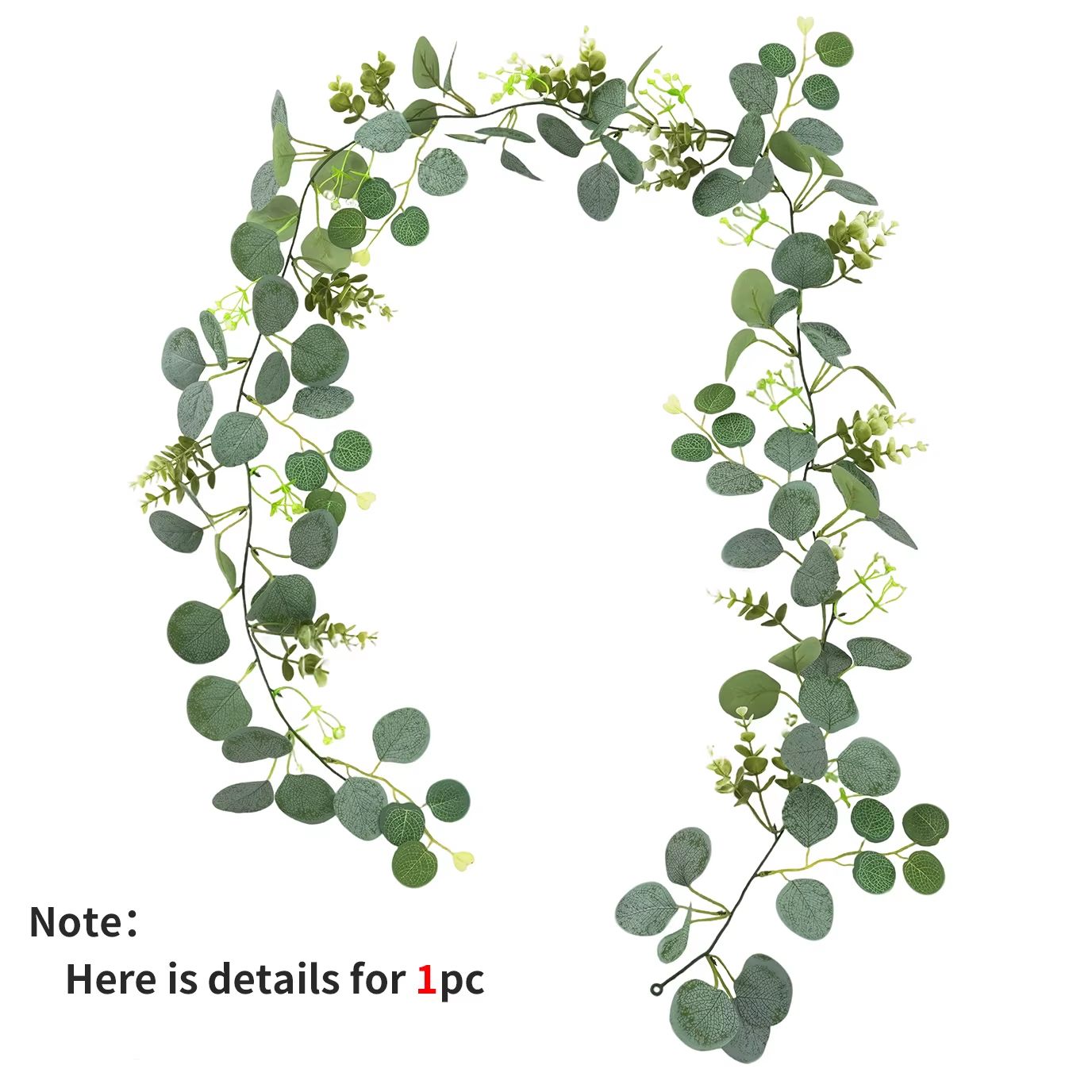 Artificial Eucalyptus Garland With White Flowers  Berries  Realistic Fake Plant Vine For Home  Even 4