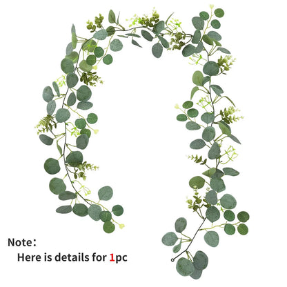 Artificial Eucalyptus Garland With White Flowers  Berries  Realistic Fake Plant Vine For Home  Even 4