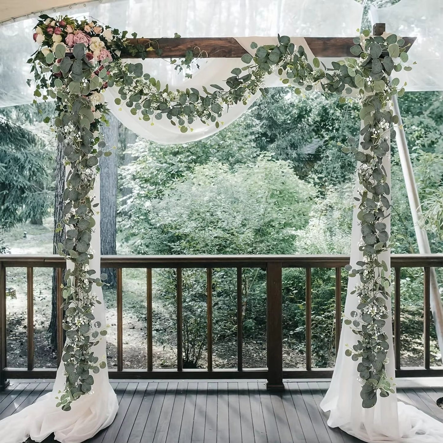 Artificial Eucalyptus Garland With White Flowers  Berries  Realistic Fake Plant Vine For Home  Even 5