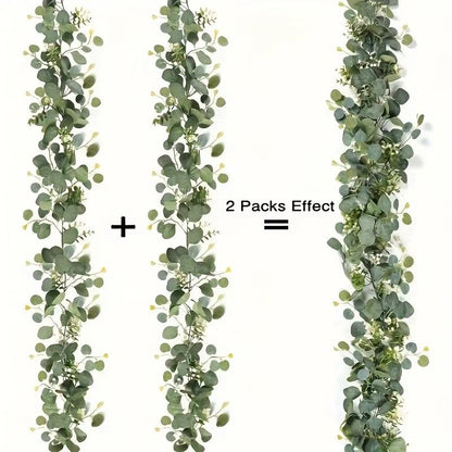 Artificial Eucalyptus Garland With White Flowers  Berries  Realistic Fake Plant Vine For Home  Even 6