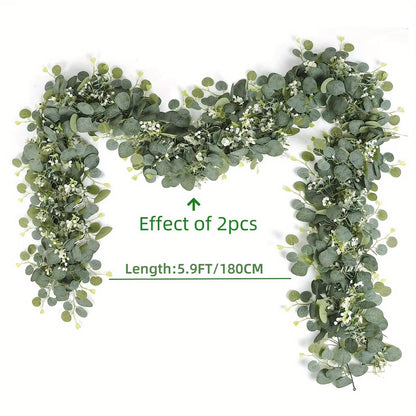 Artificial Eucalyptus Garland With White Flowers  Berries  Realistic Fake Plant Vine For Home  Even 7