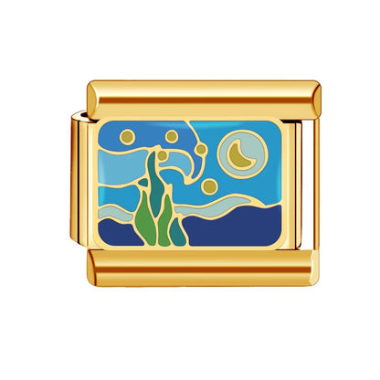 Italian Charm Bracelet  9mm Gold DIY Luxury Ocean  Beach Design 14